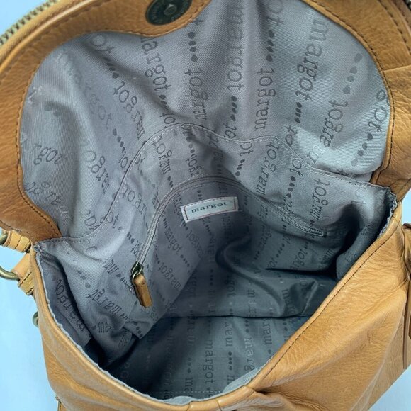 Margot Adelle Convertible Hobo Bag Light Brown Soft Genuine Leather 14"W x 12"H - Picture 6 of 12